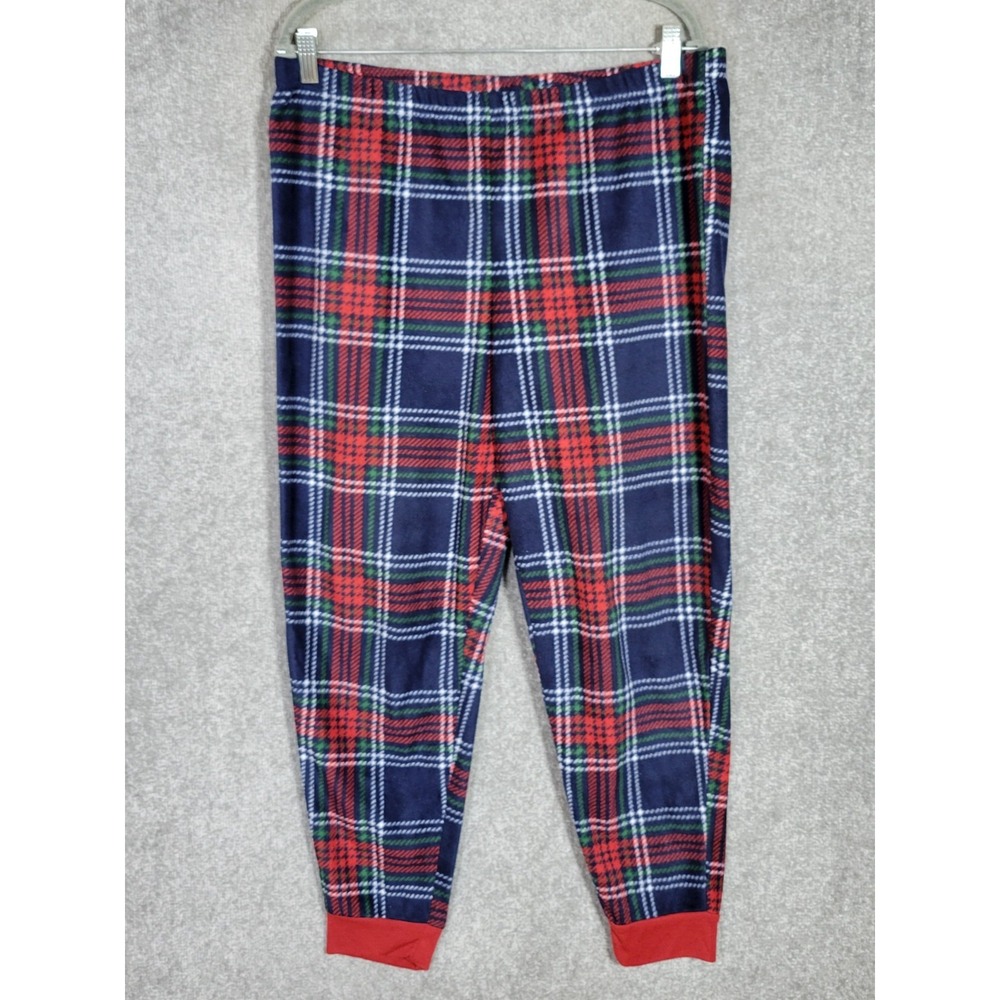 Briefly Stated‎ Fleece Jogger Pajama Lounge Pants Womens Size XL Plaid Pull On